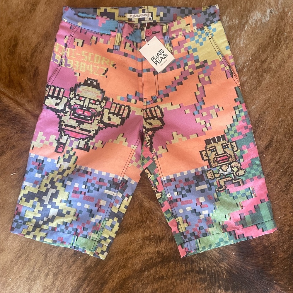 Issey Miyake pleats please sonic y2k shorts